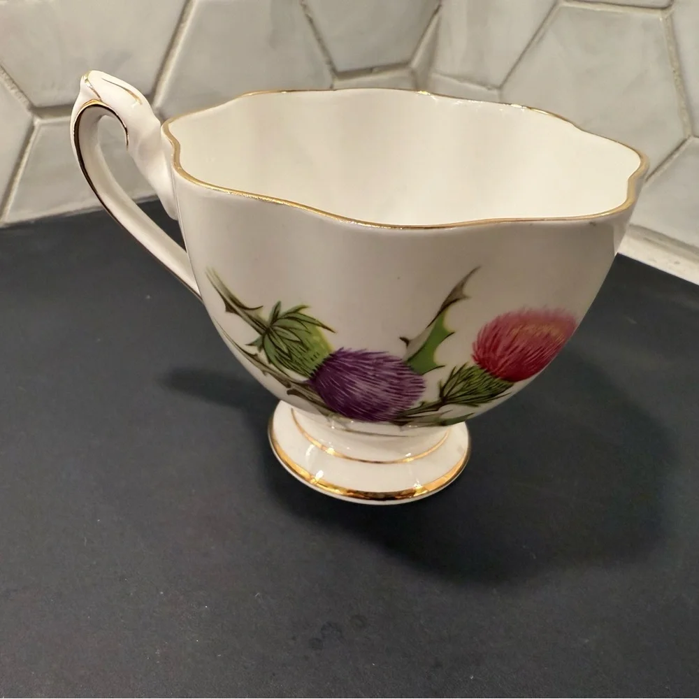 QUEEN ANNE TEA CUP & SAUCER - "DUNDEE THISTLE" FINE BONE CHINA Vintage - Picture 3 of 8
